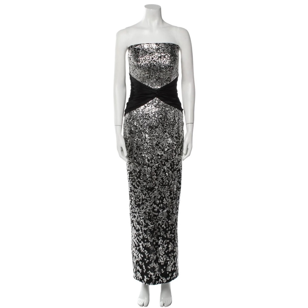 Pamella Roland Sequined Black and Silver Dress size 0 xs pre owned